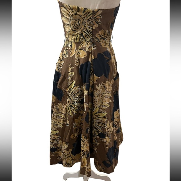 Anthropologie Plenty by Tracy Reese Floral Strapless Dress in Brown and Black - Picture 4 of 7